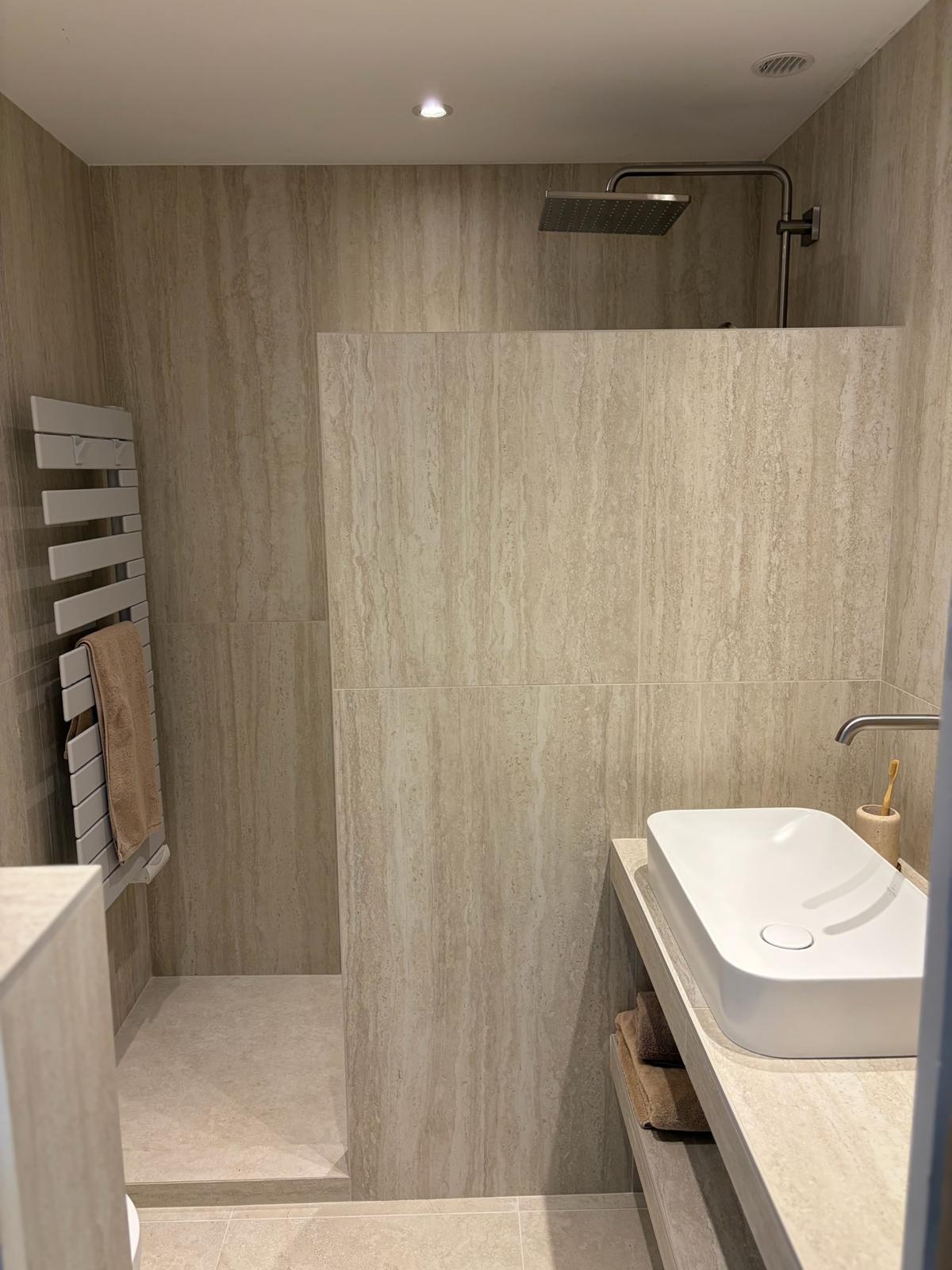 Travertine bathroom