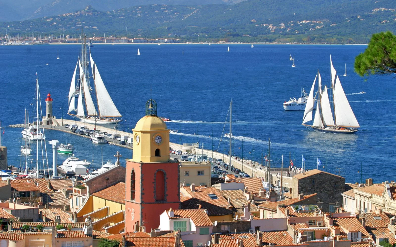 Saint-Tropez harbour and sails